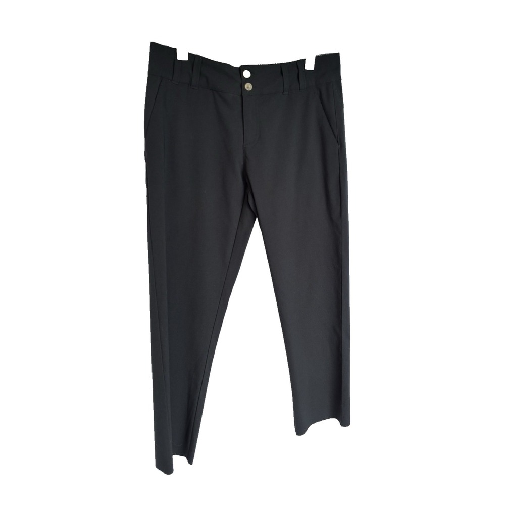 Women's black dress pants Chloro Phylle Sz 6 Front + back pockets raw hem zip up